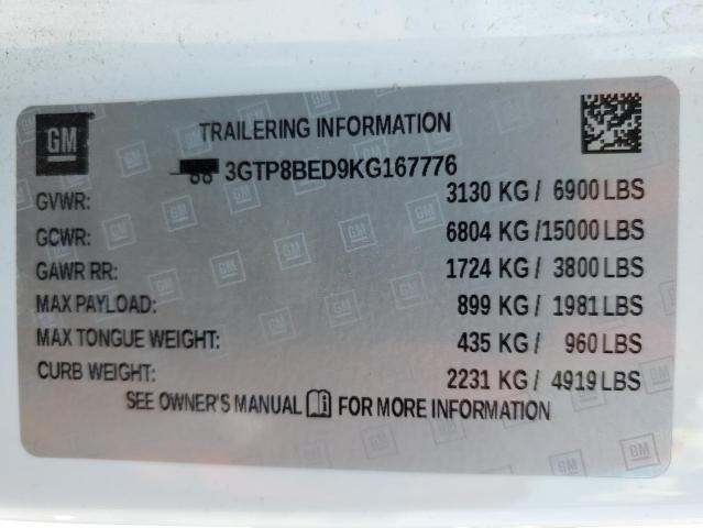 3GTP8BED9KG167776 GMC Sierra C1500 Sle