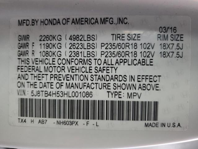 5J8TB4H53HL001086 Acura Rdx Technology