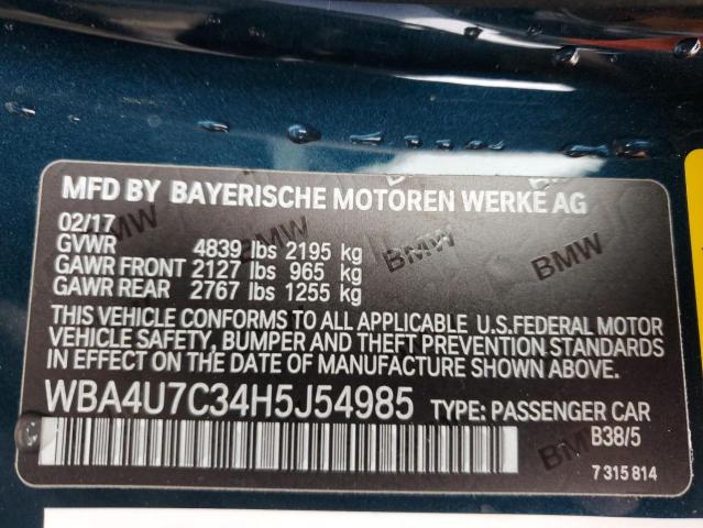 WBA4U7C34H5J54985 BMW 430I