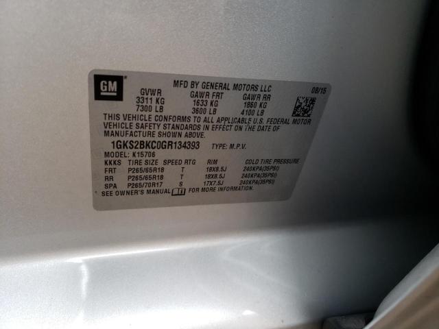 1GKS2BKC0GR134393 GMC YUKON SLT