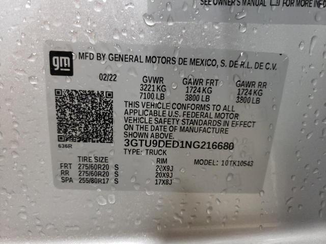 3GTU9DED1NG216680 GMC Sierra Limited K1500 Slt