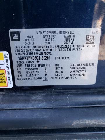 1GKKVPKD6GJ130201 GMC ACADIA SLE