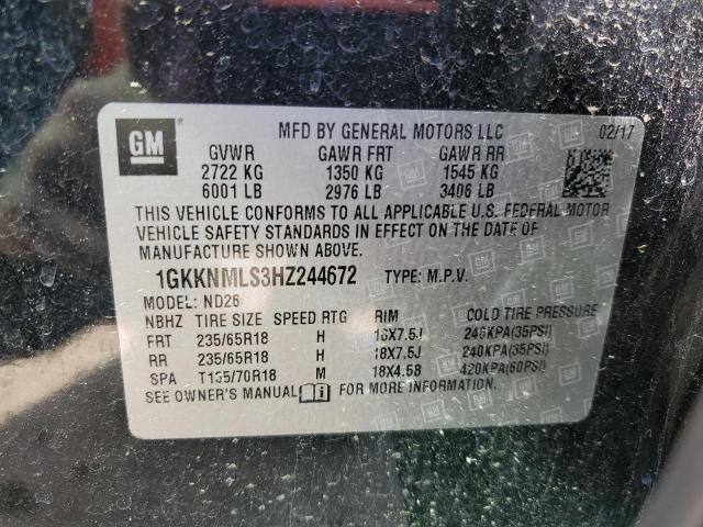 1GKKNMLS3HZ244672 GMC Acadia Slt-1