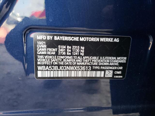 WBA53BJ03NWX53613 BMW 540 I