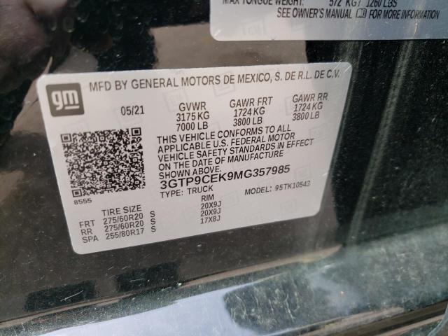 3GTP9CEK9MG357985 GMC Sierra K1500 Elevation