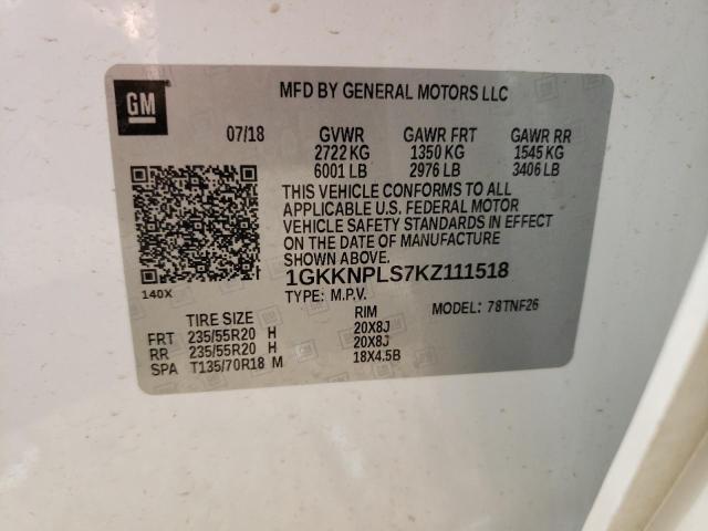 1GKKNPLS7KZ111518 GMC Acadia Denali