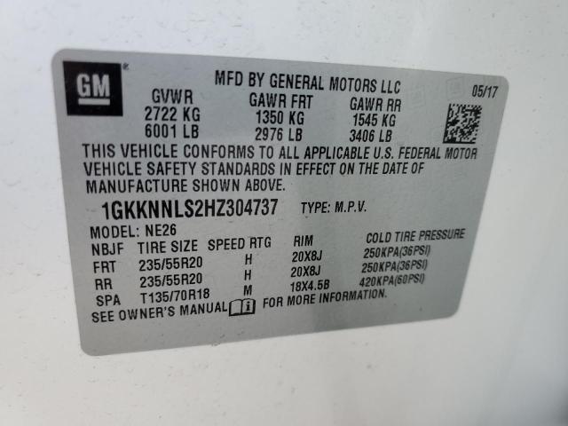 1GKKNNLS2HZ304737 GMC Acadia Slt-2