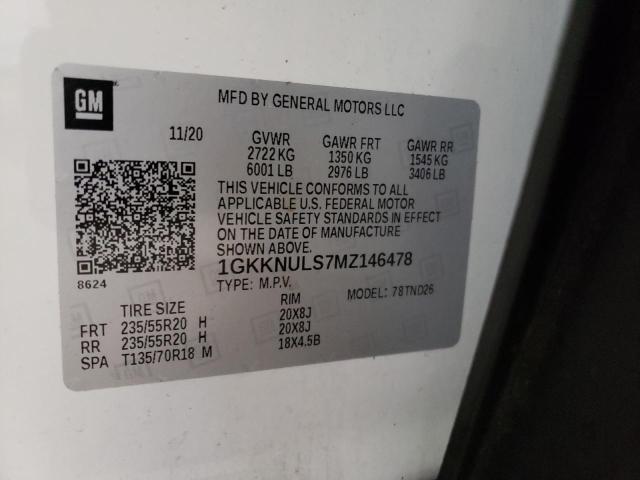1GKKNULS7MZ146478 GMC ACADIA SLT