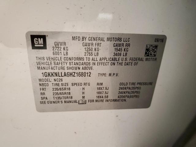 1GKKNLLA6HZ168012 GMC ACADIA SLE
