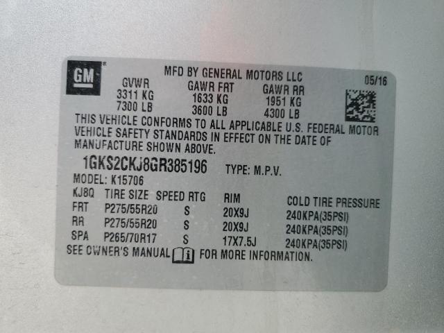 1GKS2CKJ8GR385196 GMC YUKON DENALI