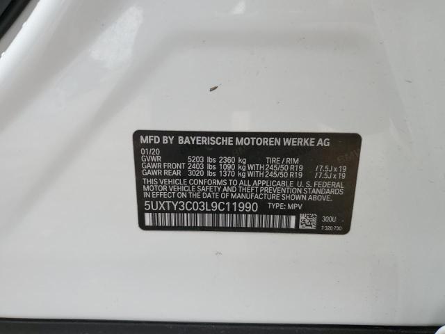 5UXTY3C03L9C11990 BMW X3 Sdrive30i