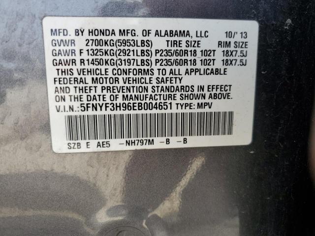 5FNYF3H96EB004651 Honda Pilot Touring
