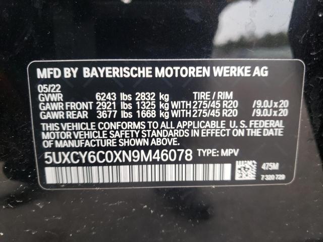 5UXCY6C0XN9M46078 BMW X6 Xdrive40i