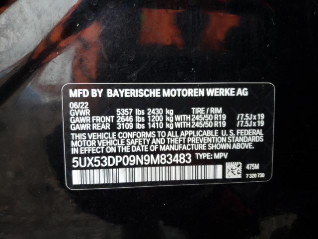 5UX53DP09N9M83483 BMW X3 Xdrive30i