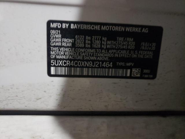 5UXCR4C0XN9J21464 BMW X5 Sdrive 40i