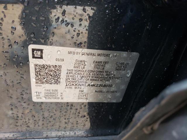 1GKKNKLA4KZ208010 GMC ACADIA SLE