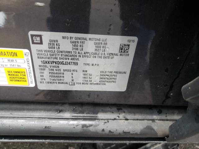 1GKKVPKD9GJ247769 GMC ACADIA SLE