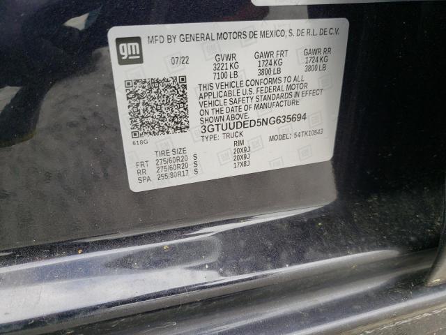 3GTUUDED5NG635694 GMC Sierra K1500 Slt
