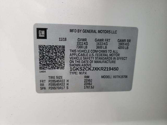 1GKS2CKJXKR219450 GMC YUKON DENALI