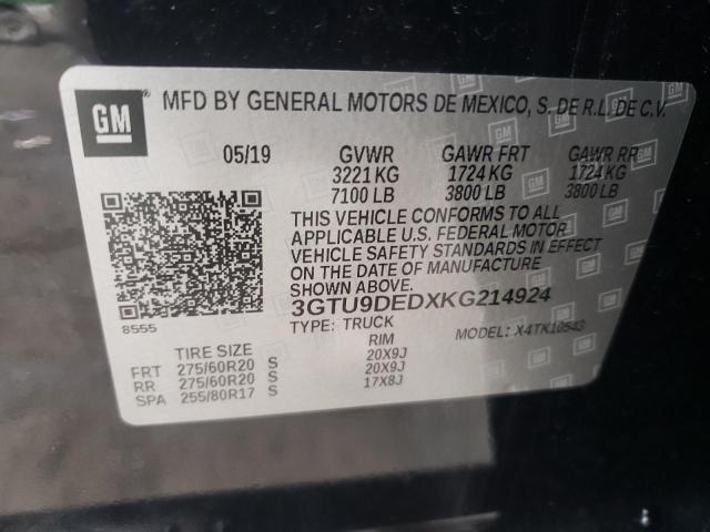 3GTU9DEDXKG214924 GMC Sierra K1500 Slt