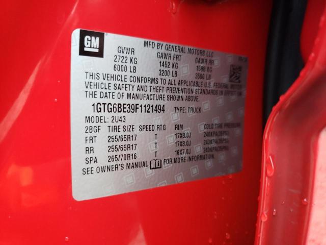 1GTG6BE39F1121494 GMC CANYON SLE