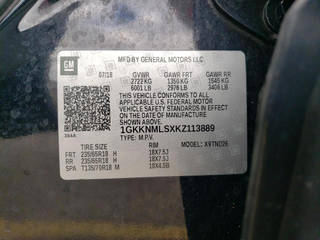 1GKKNMLSXKZ113889 GMC Acadia Slt-1