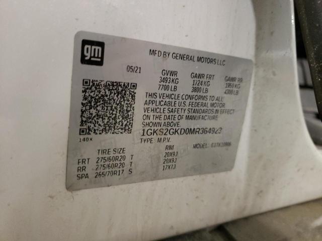 1GKS2GKD0MR364923 GMC Yukon Xl K1500 Slt