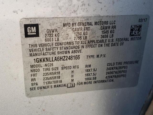 1GKKNLLA6HZ248166 GMC ACADIA SLE