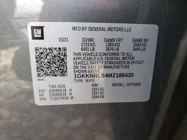 1GKKNRLS4MZ186420 GMC ACADIA SLE