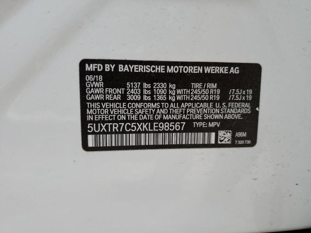 5UXTR7C5XKLE98567 BMW X3 Sdrive30i