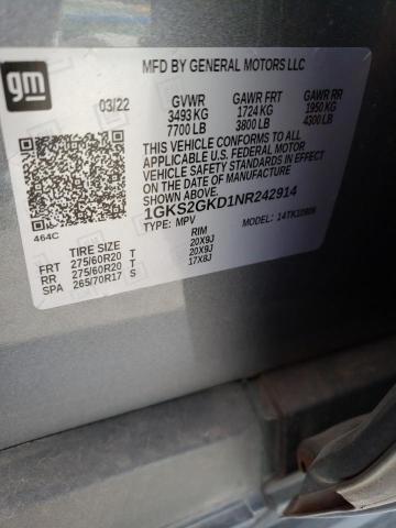 1GKS2GKD1NR242914 GMC Yukon Xl K1500 Slt