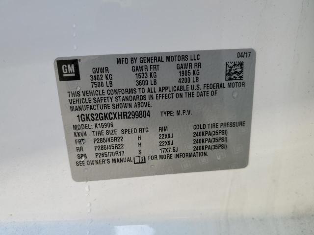 1GKS2GKCXHR299804 GMC Yukon Xl K1500 Slt