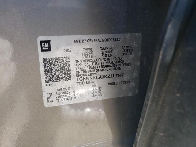 1GKKNKLA1KZ110147 GMC ACADIA SLE