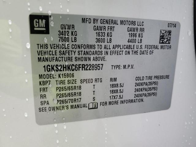 1GKS2HKC6FR228957 GMC Yukon Xl K1500 Slt