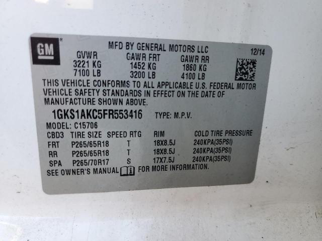 1GKS1AKC5FR553416 GMC YUKON SLE