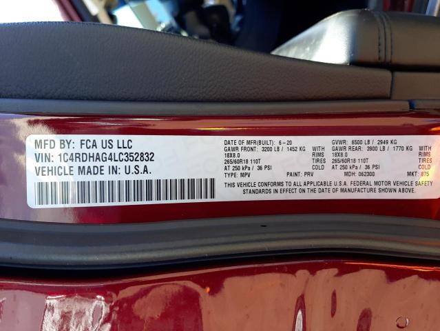 1C4RDHAG4LC352832 Dodge Durango Sxt