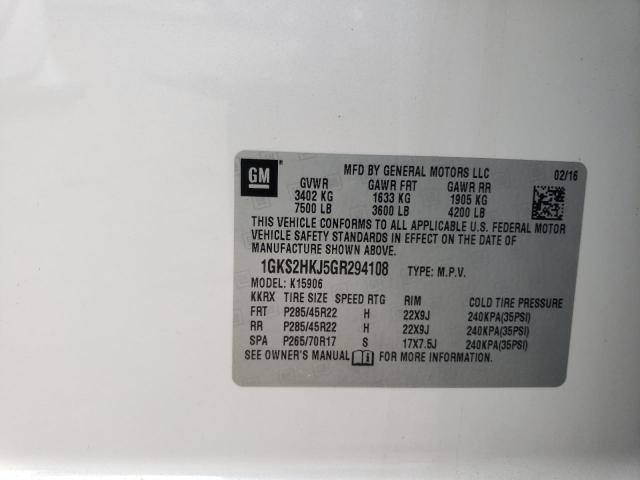 1GKS2HKJ5GR294108 GMC YUKON XL DENALI