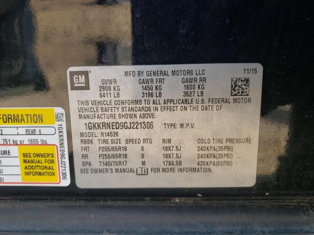 1GKKRNED9GJ221306 GMC ACADIA SLE