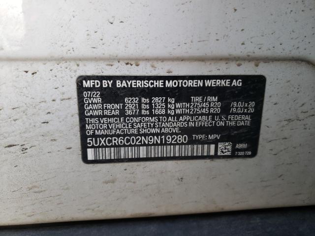 5UXCR6C02N9N19280 BMW X5 Xdrive40i