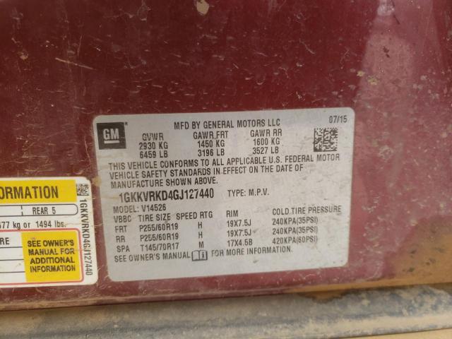 1GKKVRKD4GJ127440 GMC Acadia Slt-1