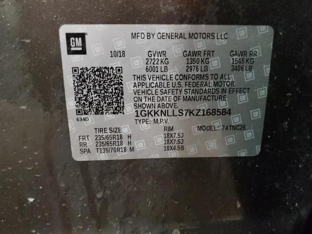 1GKKNLLS7KZ168584 GMC ACADIA SLE