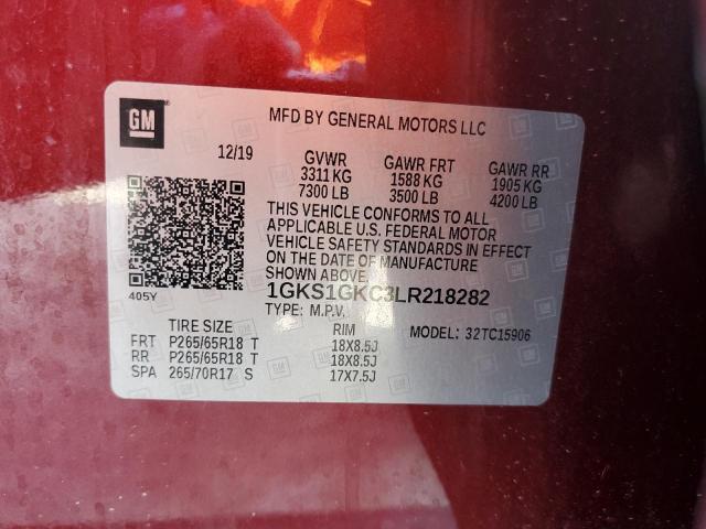 1GKS1GKC3LR218282 GMC Yukon Xl C1500 Slt
