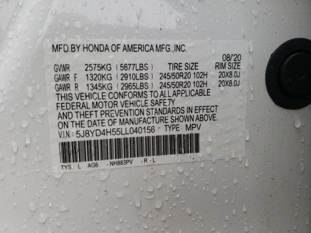 5J8YD4H55LL040156 Acura Mdx Technology