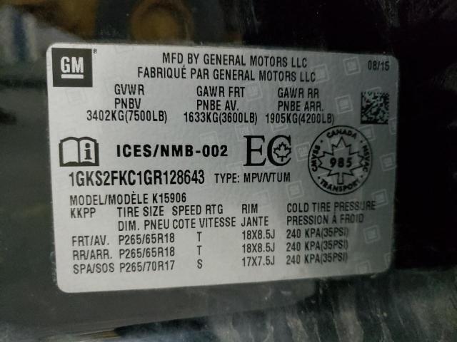 1GKS2FKC1GR128643 GMC Yukon Xl K1500 Sle