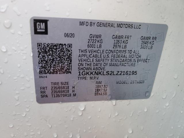 1GKKNKLS2LZ216195 GMC ACADIA SLE
