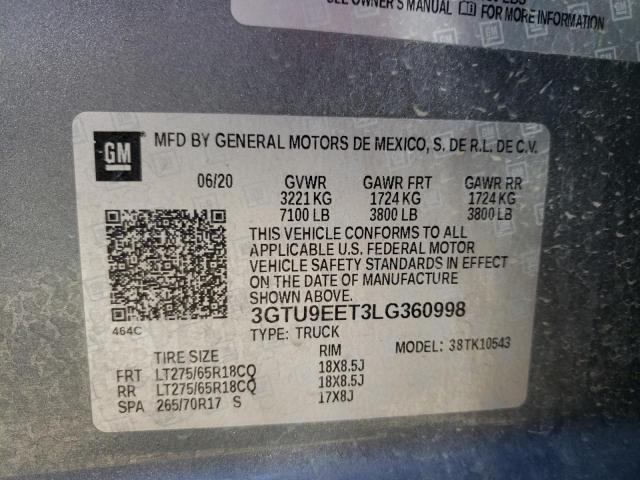 3GTU9EET3LG360998 GMC Sierra K1500 At4