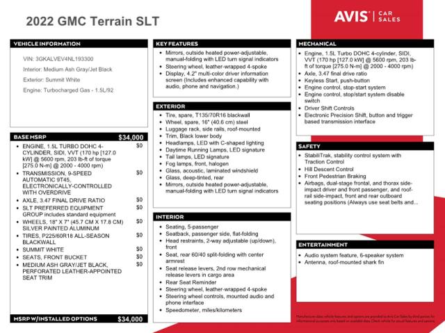 3GKALVEV4NL193300 GMC Terrain Slt