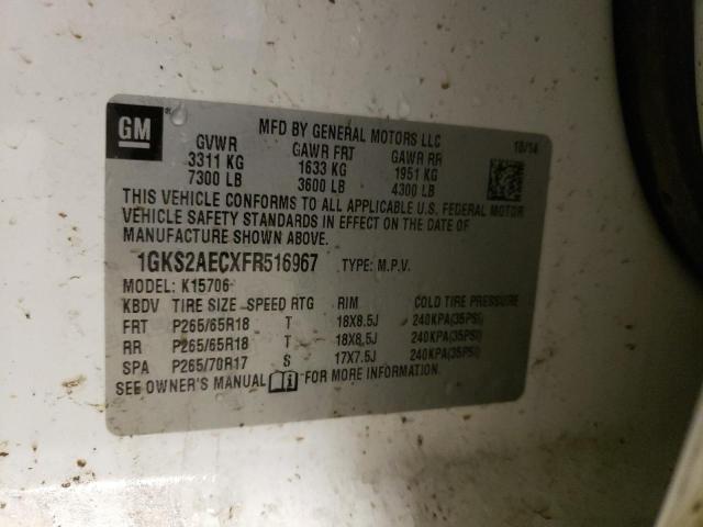 1GKS2AECXFR516967 GMC YUKON SLE