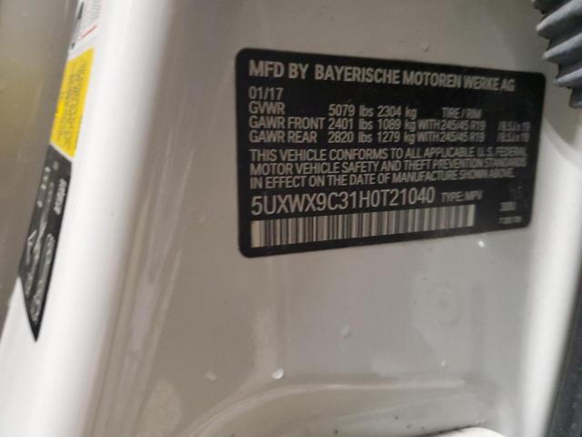 5UXWX9C31H0T21040 BMW X3 Xdrive28i