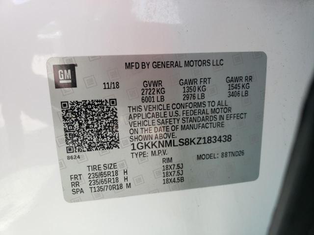1GKKNMLS8KZ183438 GMC Acadia Slt-1